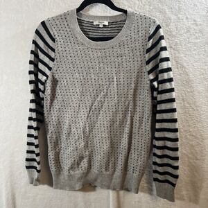 Madewell 1937 Leafstitch Striped Women's Cotton Gray Crew Neck Sweater Sz M